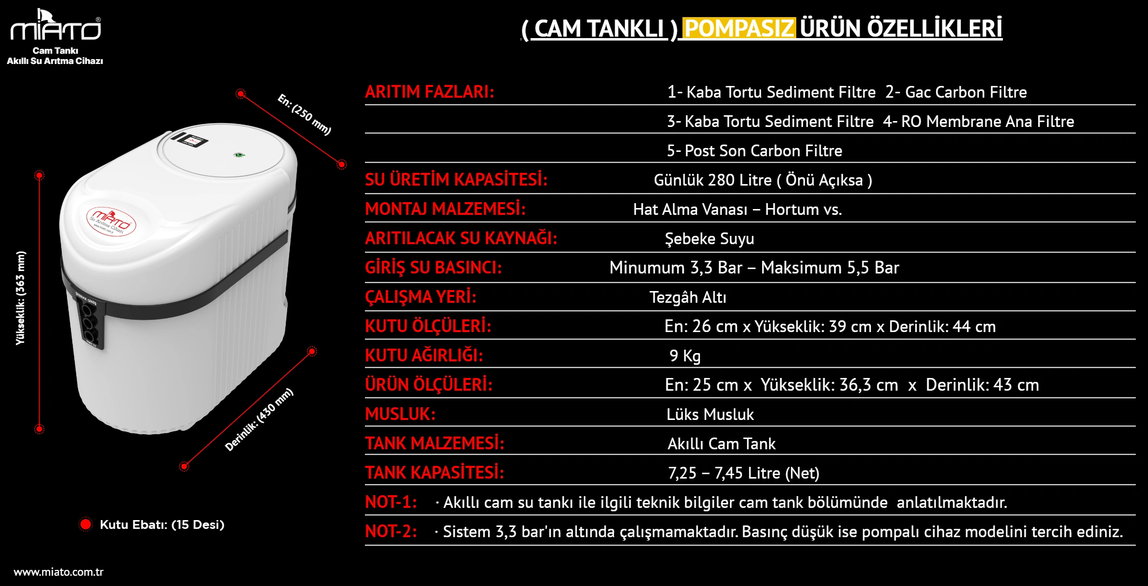 sivas su arıtma sistemleri tezgah altı su kaçak sensörlü kapalı kasa su arıtma cihazı